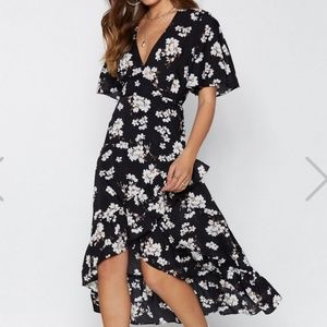 Floral Wrap High-low Dress